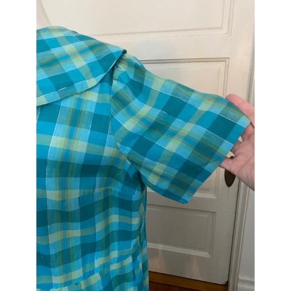 50's day dress Green Plaid rockaretro handmade XL rockabilly grandmacore cottage - Picture 5 of 10